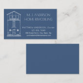 シンプルで素朴な家の青写真のプロフェッショナル海軍 名刺 (正面/裏面)