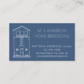 シンプルで素朴な家の青写真のプロフェッショナル海軍 名刺 (正面)
