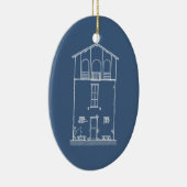 シンプルで素朴な家の青写真の新しい住所移動 セラミックオーナメント (右)