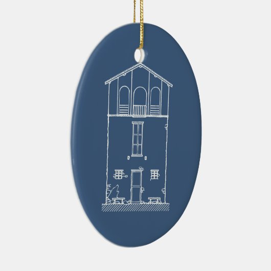 シンプルで素朴な家の青写真の新しい住所移動 セラミックオーナメント (右)