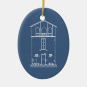 シンプルで素朴な家の青写真の新しい住所移動 セラミックオーナメント (正面)