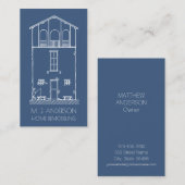 シンプルで素朴な家の青写真の縦の濃紺 名刺 (正面/裏面)