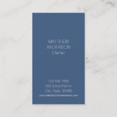 シンプルで素朴な家の青写真の縦の濃紺 名刺 (裏面)