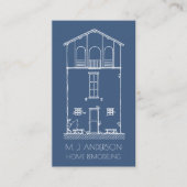 シンプルで素朴な家の青写真の縦の濃紺 名刺 (正面)