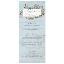 シンプルで素朴な木製の植物のハーブの結婚式メニュー