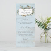 シンプルで素朴な木製の植物のハーブの結婚式メニュー メニュー (スタンド正面)