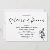 シンプルで素朴な植物の花のリハーサルの夕食 招待状 (正面)