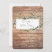 シンプルで素朴な結婚式の納屋木及び水彩画のハーブ 招待状 (正面)