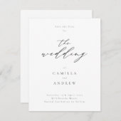 シンプルで美しい結婚式の案内カード セーブザデート (正面/裏面)