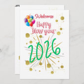 シンプルで美しい2026年年賀状 シーズンカード (正面/裏面)