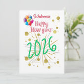 シンプルで美しい2026年年賀状 シーズンカード (スタンド正面)