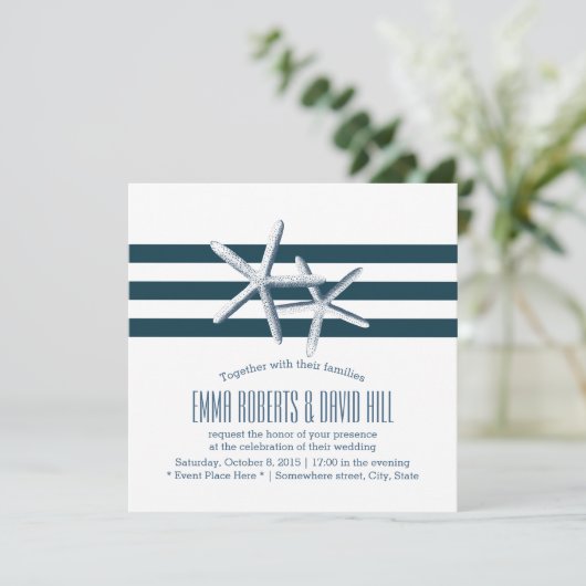 シンプルで航海のなヒトデの結婚式招待状 招待状 (スタンド正面)