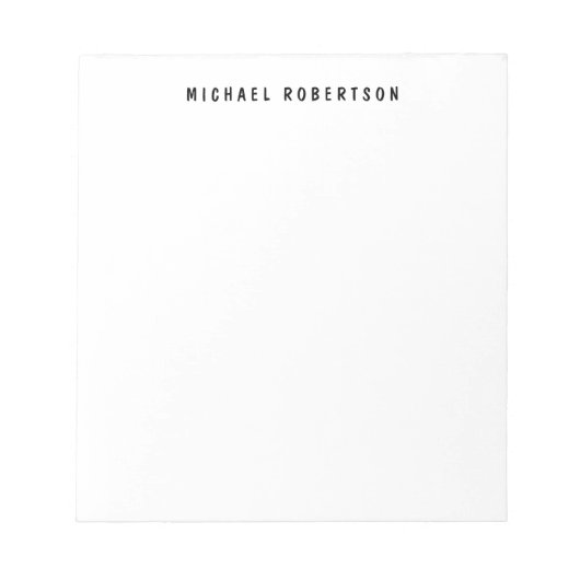 シンプルで読みやすい名前 エレガントなミニマリスト ブラック&ホワイト ノートパッド (正面)