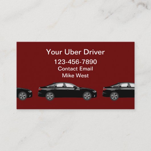 シンプルで読みやすいUberドライバーのビジネスカード 名刺 (正面)