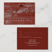 シンプルで赤い納屋木|素朴なギフト券 割引カード (正面/裏面)
