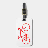 シンプルで赤い自転車のシルエット ラゲッジタグ (正面縦)
