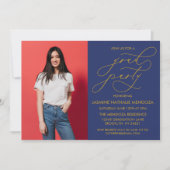 シンプルで遊び心のあるカリグラフィーの卒業式招待状 招待状 (正面)