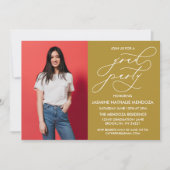 シンプルで遊び心のあるカリグラフィー卒業式招待状 招待状 (正面)