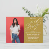 シンプルで遊び心のあるカリグラフィー卒業式招待状 招待状 (スタンド正面)