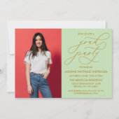 シンプルで遊び心のあるカリグラフィー卒業式招待状 招待状 (正面)