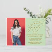 シンプルで遊び心のあるカリグラフィー卒業式招待状 招待状 (スタンド正面)