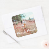 シンプルで遊び心のある楽しい結婚写真 スクエアシール (封筒)