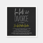 シンプルで遊び心のある黒と白の離婚パーティー豆知識 スタンダードカクテルナプキン (正面)