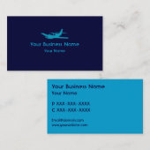 シンプルで青いテーマの飛行機のカスタムな名刺 名刺 (正面/裏面)