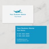 シンプルで青い飛行機のカスタムな名刺 名刺 (正面/裏面)