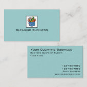 シンプルで青くカスタマイズ可能なクリーニングの名刺 名刺 (正面/裏面)