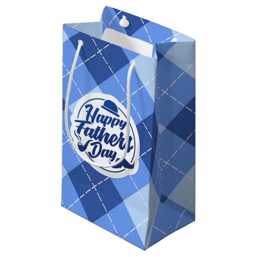 シンプルで青く幸せな父の日|のギフトバッグ スモールペーパーバッグ (正面アングル)