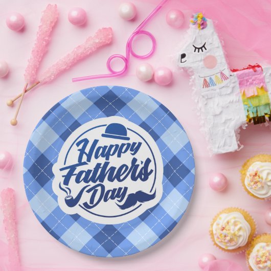 シンプルで青く幸せな父の日|の紙皿 ペーパープレート (パーティー)