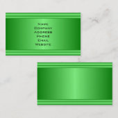 シンプルで鮮やかな緑の金属の一見の名刺 名刺 (正面/裏面)