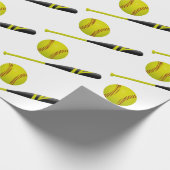 シンプルで黄色いソフトボールパターン ラッピングペーパー (角)