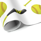 シンプルで黄色いソフトボールパターン ラッピングペーパー (ロールコーナー)