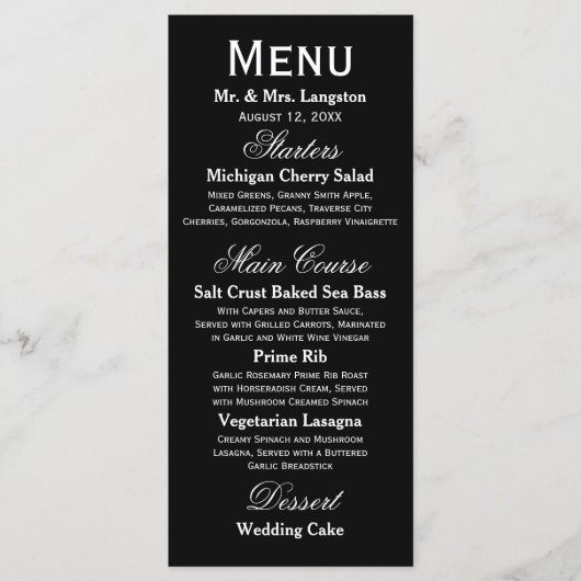 シンプルで黒いですか白披露宴メニュー メニュー (正面)