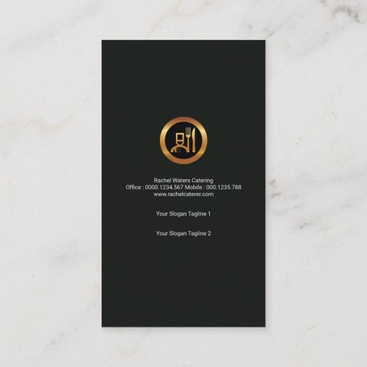 シンプルで黒いタキシードの創造的なウェイターのケータリング 名刺 (裏面)