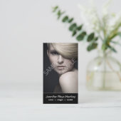 シンプルで黒いパネルの倍のHeadshotの名刺 名刺 (スタンド正面)