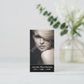 シンプルで黒いパネルの倍のHeadshotの名刺 名刺 (スタンド正面)