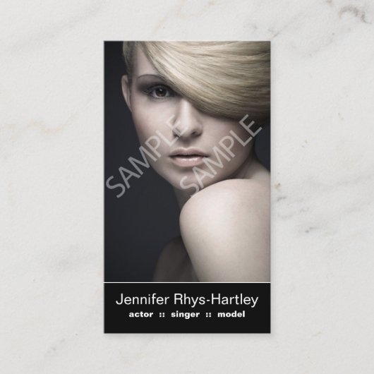 シンプルで黒いパネルの倍のHeadshotの名刺 名刺 (正面)