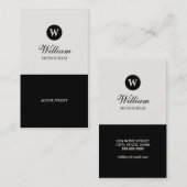 シンプルで黒い及びクリーム色のモノグラムの名刺 名刺 (正面/裏面)