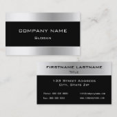 シンプルで黒い及び銀製の名刺 名刺 (正面/裏面)