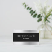 シンプルで黒い及び銀製の名刺 名刺 (スタンド正面)