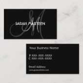 シンプルで黒い灰色のカスタムなモノグラムの名刺 名刺 (正面/裏面)