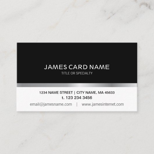 シンプルで黒くか白い銀製ライン名刺 名刺 (正面)