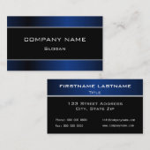 シンプルで黒く及び青の名刺 名刺 (正面/裏面)