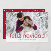 シンプルとおもしろいレッド |フェリズ・ナビダッドのクリスマス写真 シーズンカード (正面/裏面)
