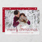 シンプルとおもしろいレッド |メリークリスマス写真 シーズンカード (正面/裏面)