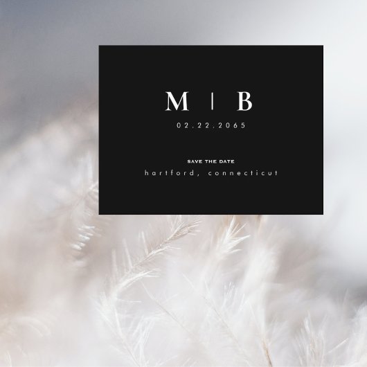 シンプルとお洒落モノグラム結婚式の日付IIを保存 案内ポストカード