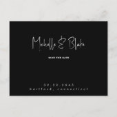シンプルとお洒落黒モダンの結婚式の日付を保存 ポストカード (正面)